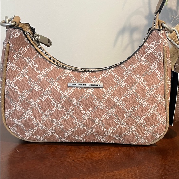 French Connection Brown and White Logo Shoulder Bagfrench connection purse - Picture 1 of 10